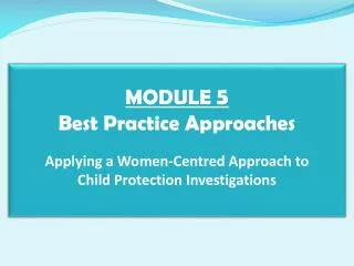 Module 5 Learning Objectives