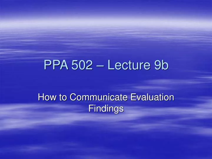 ppa 502 lecture 9b