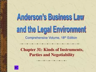 Chapter 31: Kinds of Instruments, Parties and Negotiability