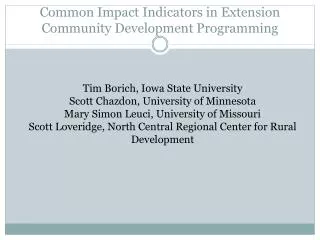 Common Impact Indicators in Extension Community Development Programming