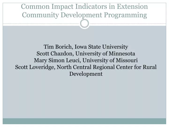 common impact indicators in extension community development programming