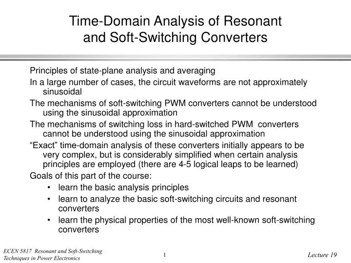 time domain analysis of resonant and soft switching converters