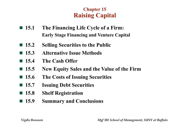chapter 15 raising capital