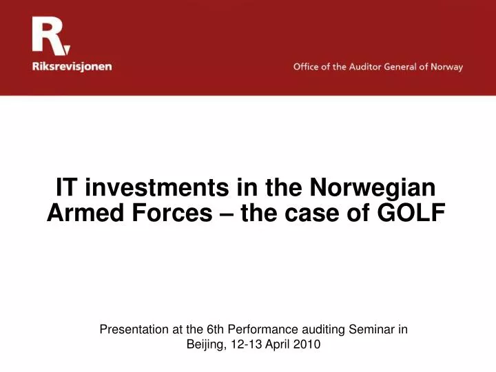 it investments in the norwegian armed forces the case of golf