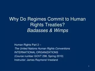 Why Do Regimes Commit to Human Rights Treaties? Badasses &amp; Wimps
