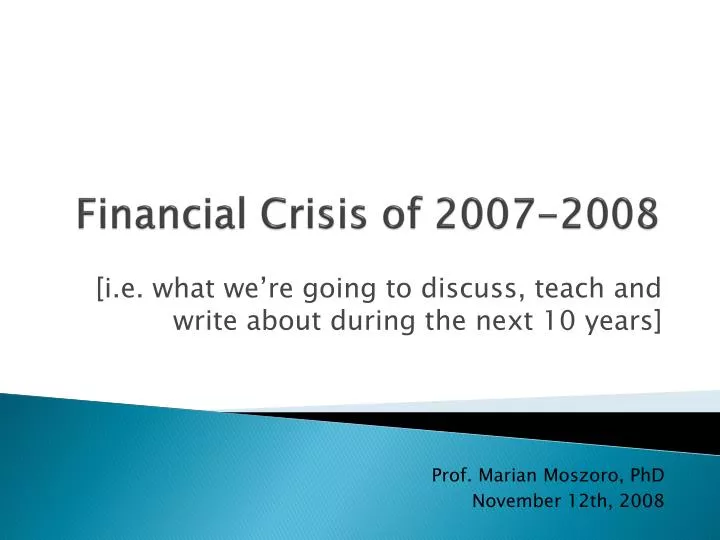financial crisis of 2007 2008