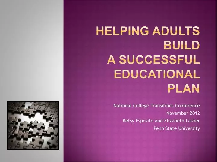 helping adults build a successful educational plan