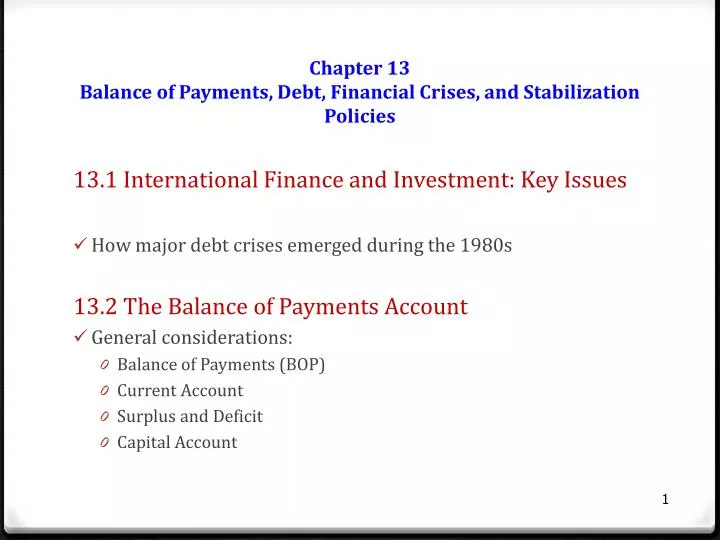 chapter 13 balance of payments debt financial crises and stabilization policies
