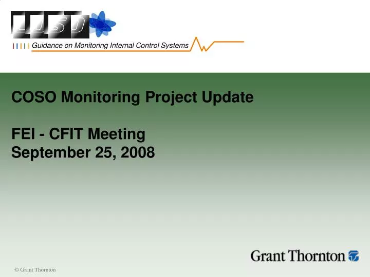 coso monitoring project update fei cfit meeting september 25 2008