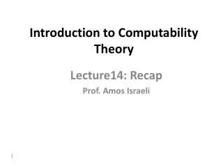 Introduction to Computability Theory