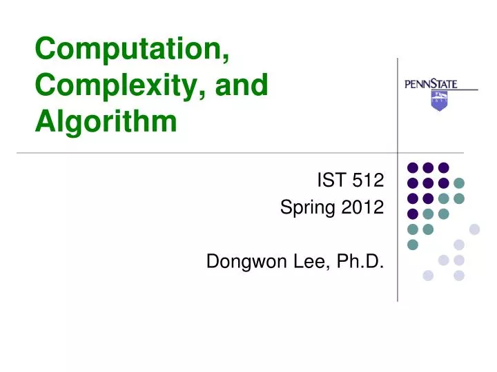 computation complexity and algorithm