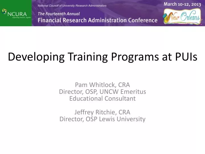 developing training programs at puis