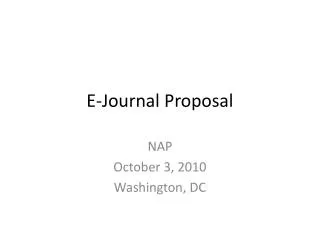 E-Journal Proposal