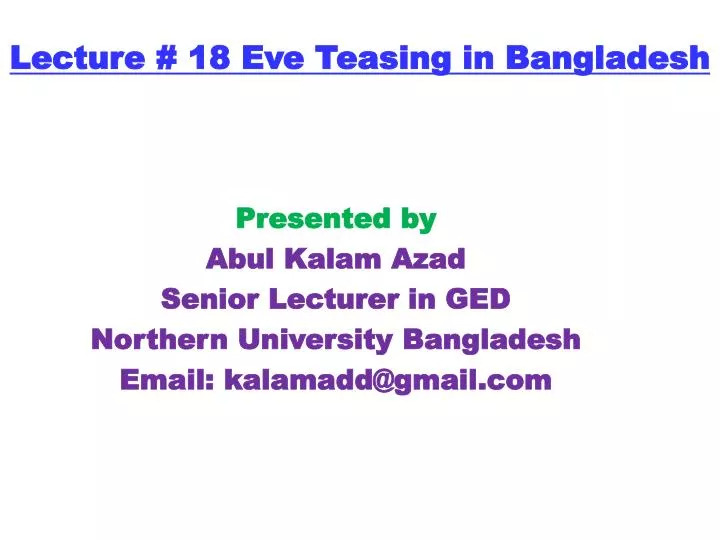 lecture 18 eve teasing in bangladesh
