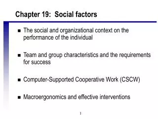 Chapter 19: Social factors