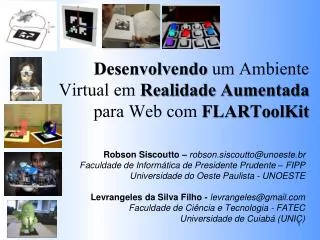 desenvolvendo um ambiente virtual em realidade aumentada para web com flartoolkit