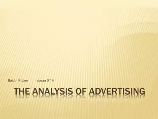 The analysis of advertising