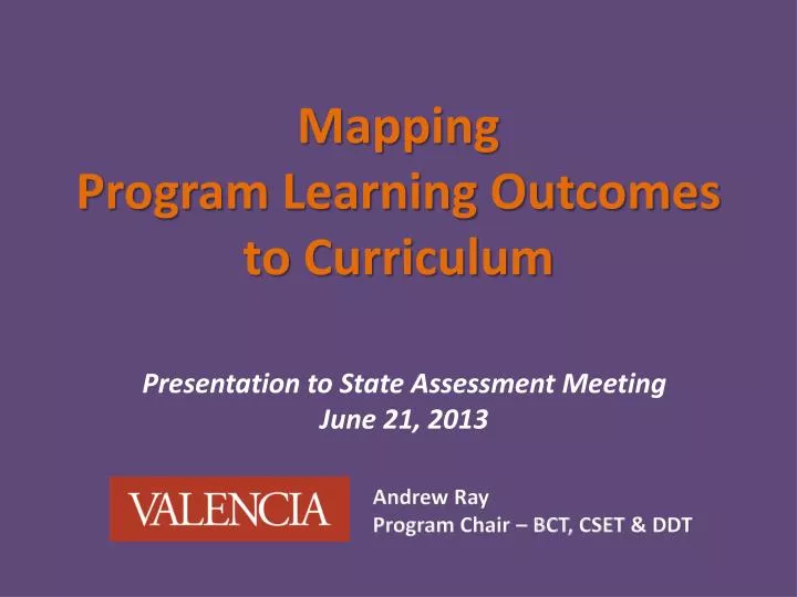 mapping program learning outcomes to curriculum