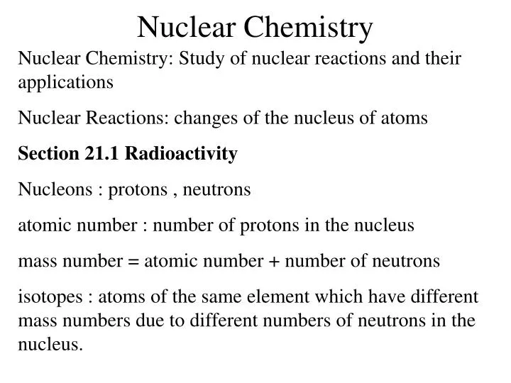 nuclear chemistry