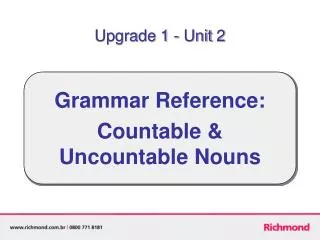 Grammar Reference: Countable &amp; Uncountable Nouns