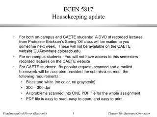 ECEN 5817 Housekeeping update