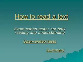 How to read a text