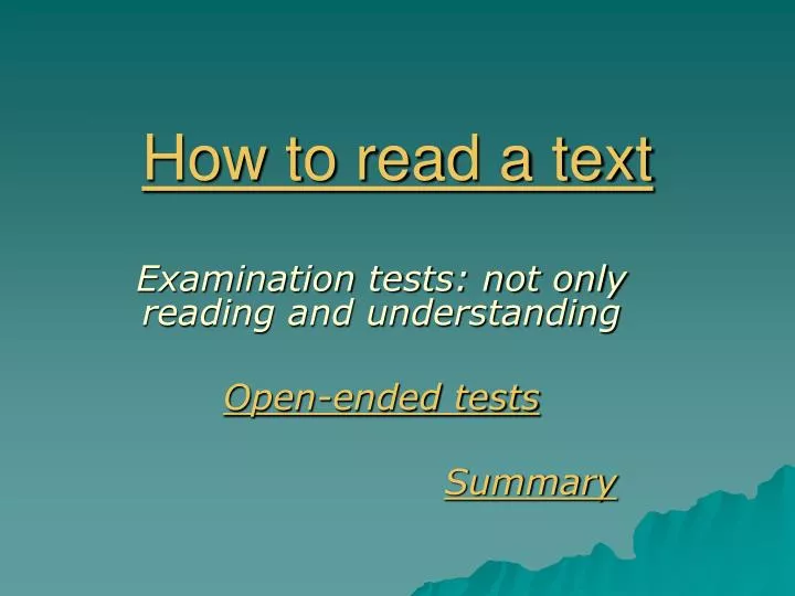 how to read a text