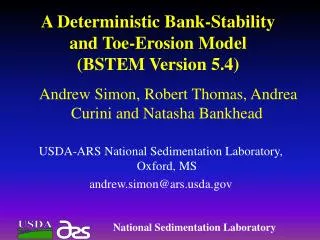 A Deterministic Bank-Stability and Toe-Erosion Model (BSTEM Version 5.4)