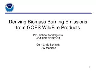 Deriving Biomass Burning Emissions from GOES WildFire Products