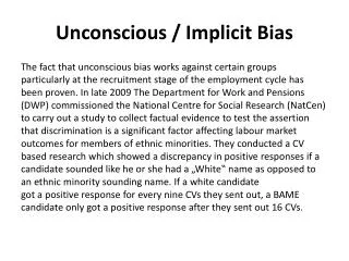 Unconscious / Implicit Bias