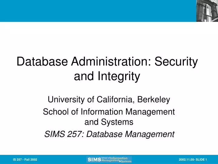 database administration security and integrity