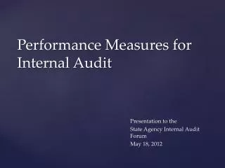 Performance Measures for Internal Audit