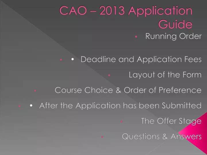 cao 2013 application guide