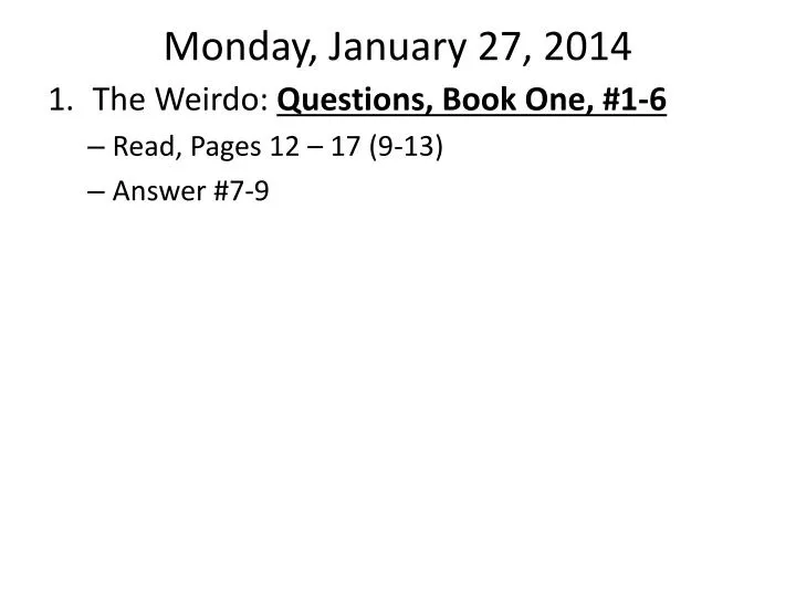 monday january 27 2014