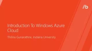 Introduction T o Windows Azure Cloud