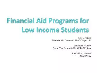 Financial Aid Programs for Low Income Students
