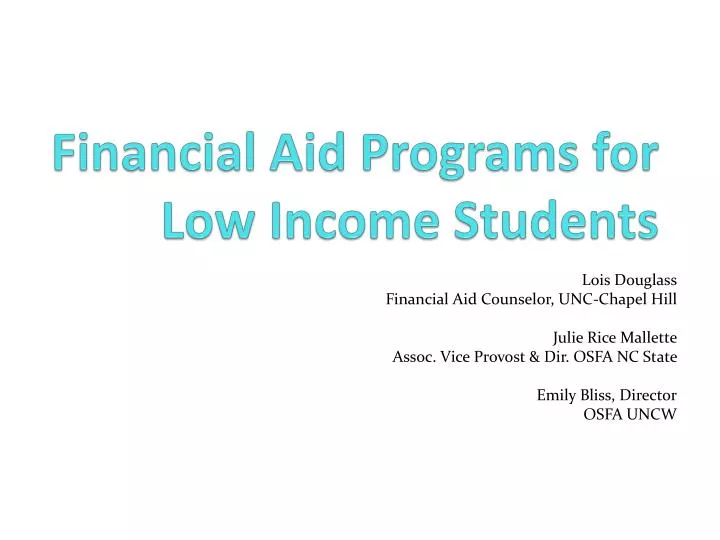 financial aid programs for low income students