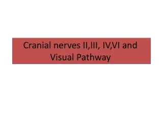 Cranial nerves II,III, IV,VI and Visual Pathway
