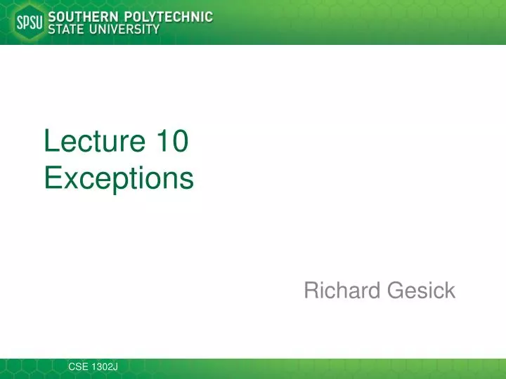 lecture 10 exceptions