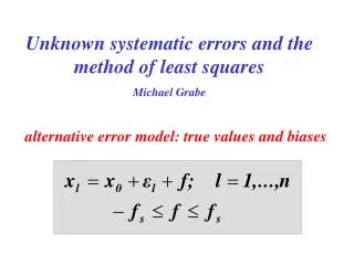 Unknown systematic errors and the method of least squares Michael Grabe