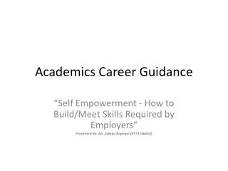Academics Career Guidance