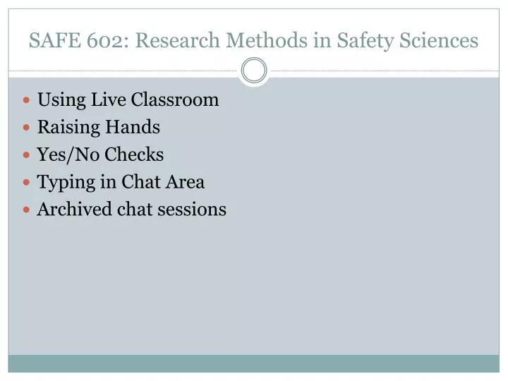 safe 602 research methods in safety sciences