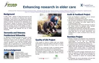 Enhancing research in elder care