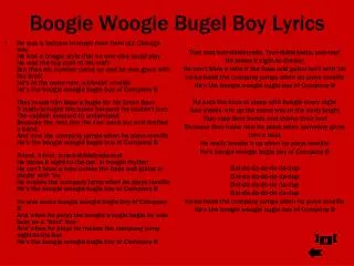 Boogie Woogie Bugel Boy Lyrics