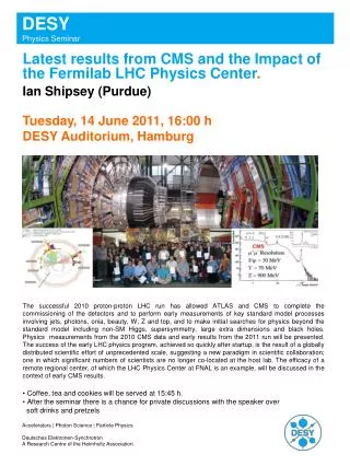 Latest results from CMS and the Impact of the Fermilab LHC Physics Center .