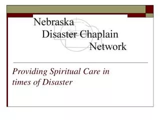 Providing Spiritual Care in times of Disaster