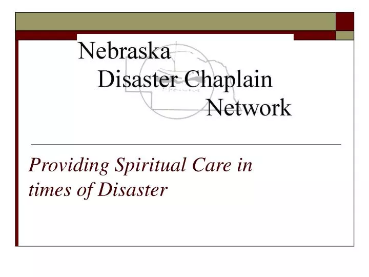 providing spiritual care in times of disaster