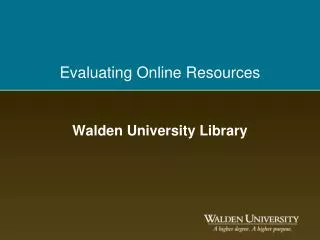 Evaluating Online Resources