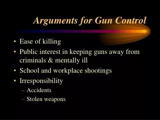 Arguments for Gun Control