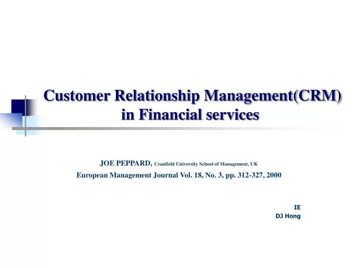 customer relationship management crm in financial services